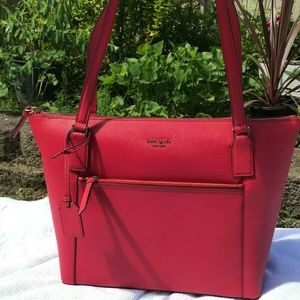 NWT New Kate Spade Large Red Pocket Tote Bag